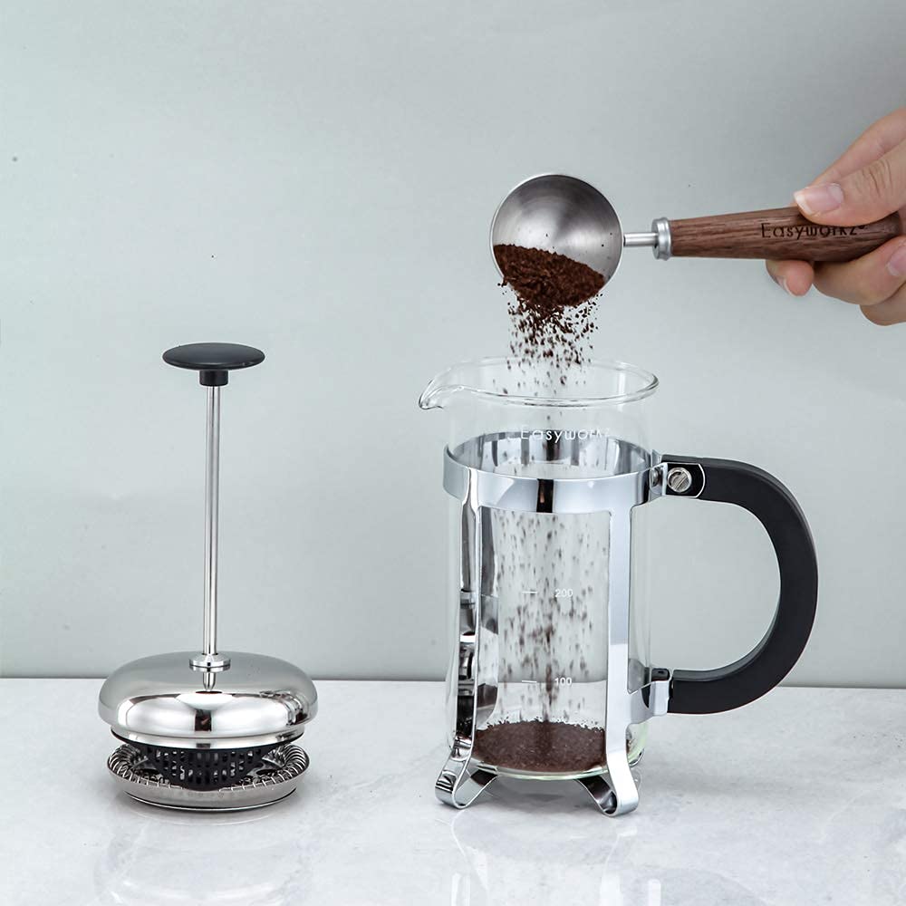 Stainless Steel French Press 12 oz with Measuring Coffee Spoon B40868