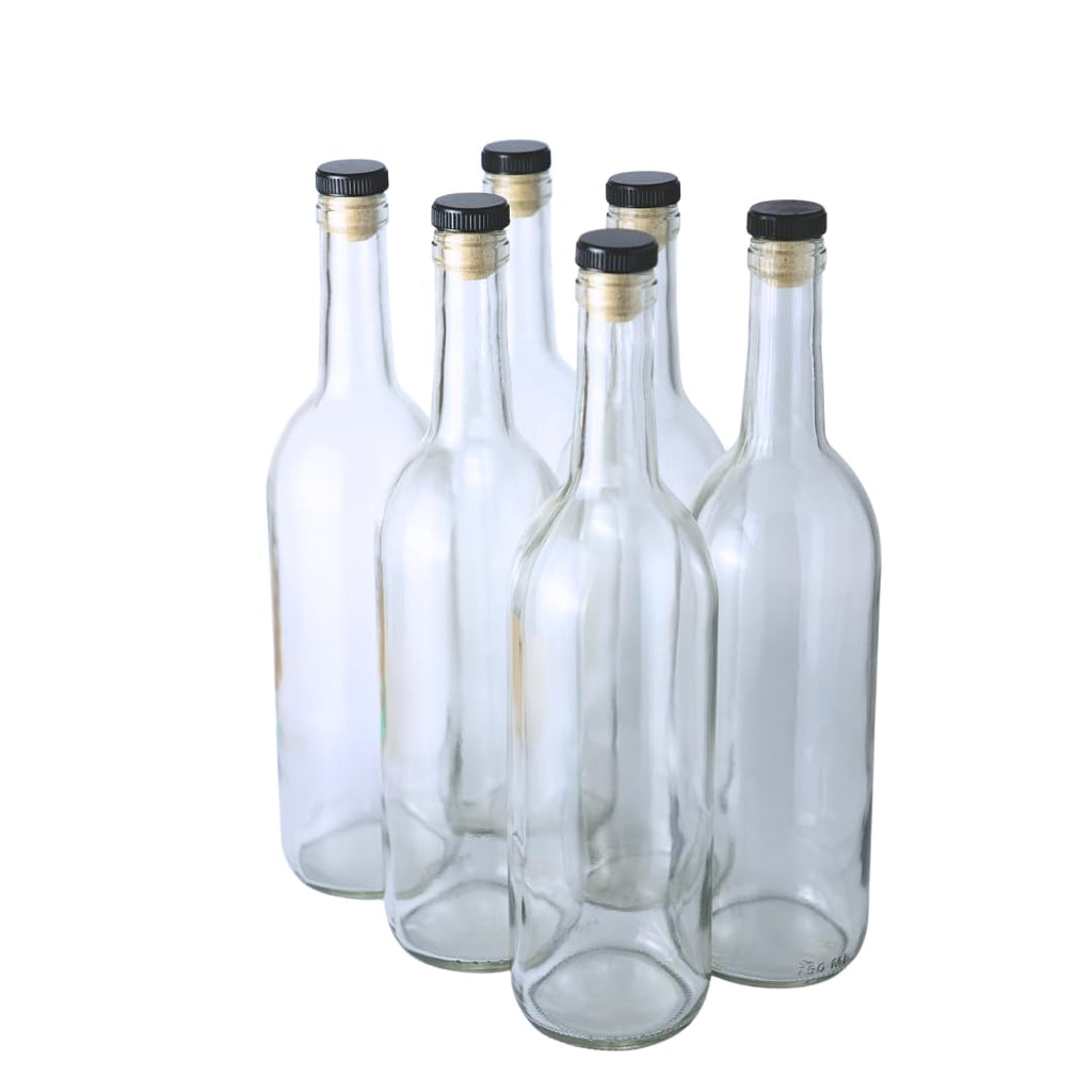 750ml Glass Bottle With Cork 6-Pack K39839