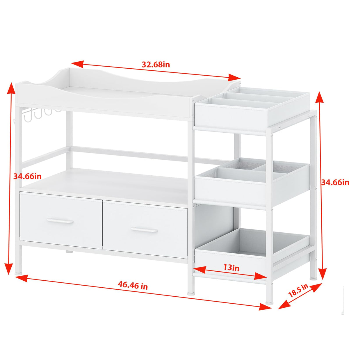White Baby Changing Table with Storage V17856
