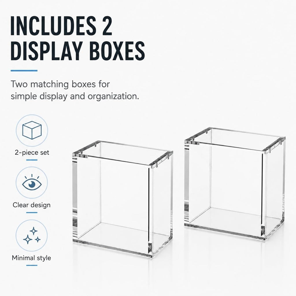 Display Case Stackable 2 Pack 5mm Acrylic Magnetic Lid UV Protection X353