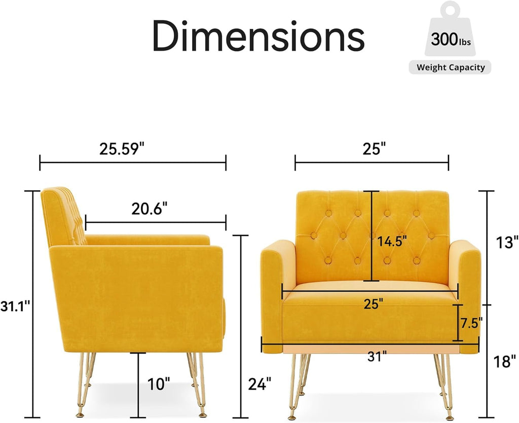 Velvet Accent Chair with Gold Metal Legs G373