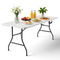 6FT Heavy Duty Plastic Folding Table with Steel Legs M360104