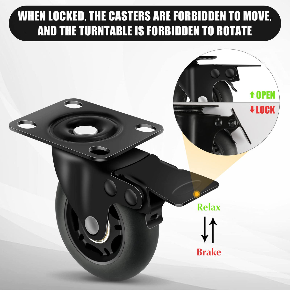 3” Lock Casters Set of 4 Heavy Duty K843392