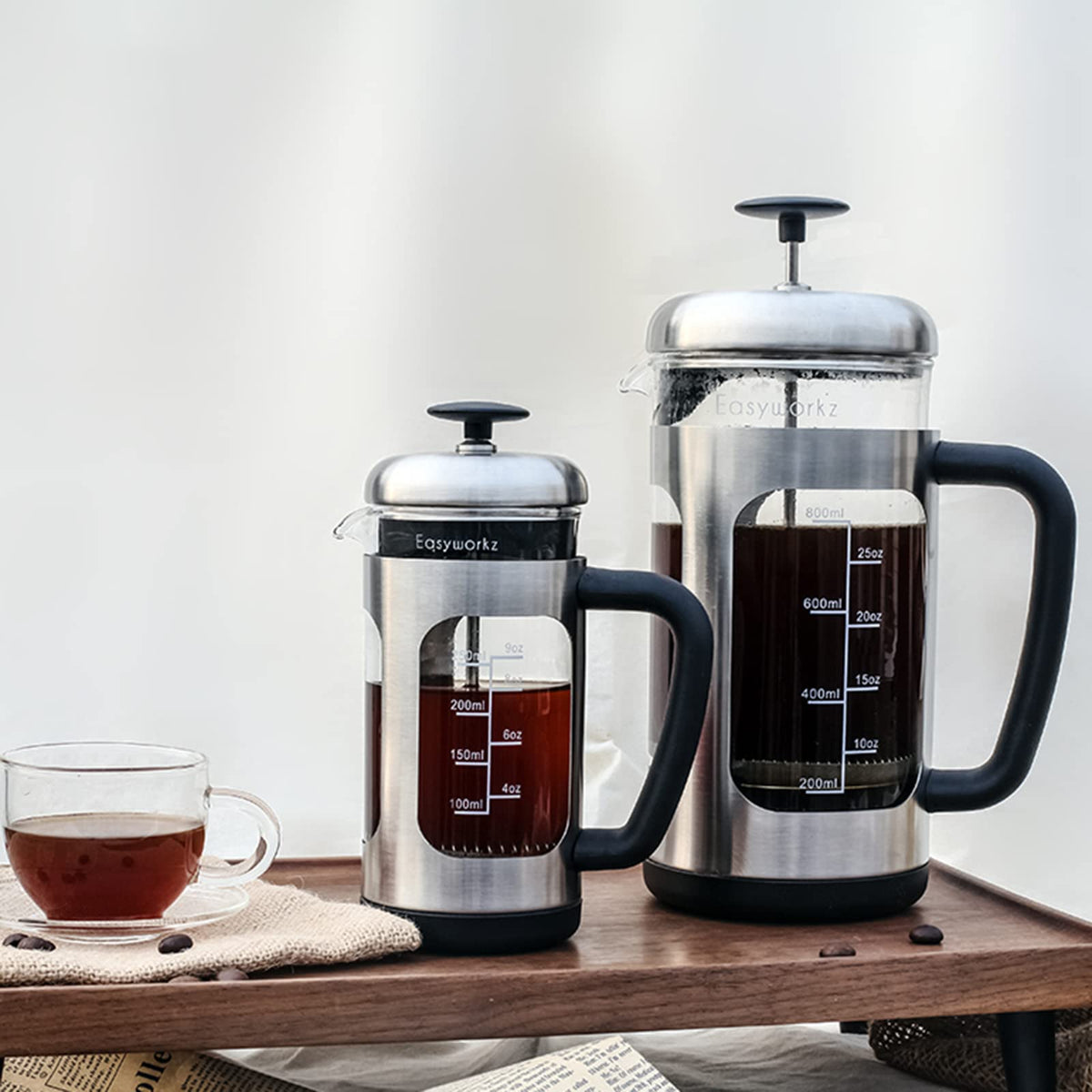 Stainless Steel French Press 12 oz with Measuring Coffee Spoon N442644