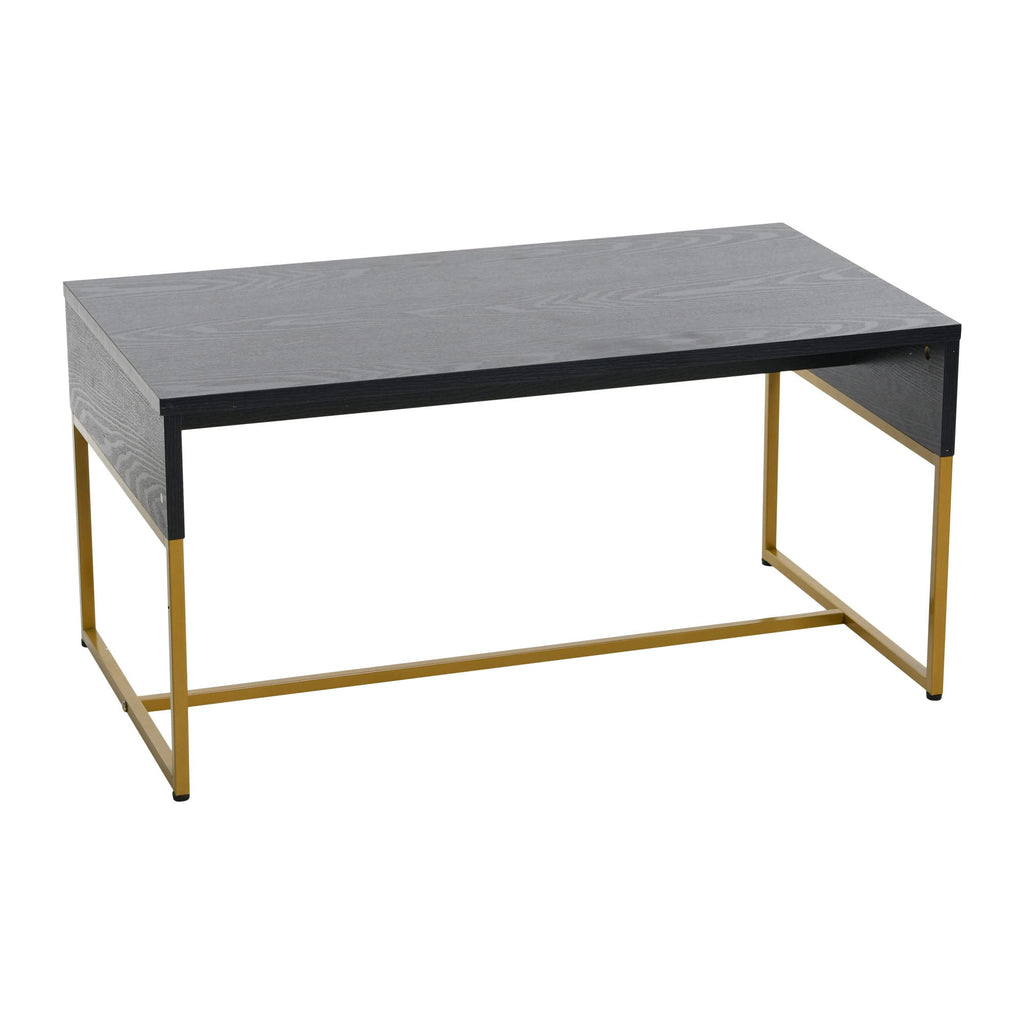 Black Oak Finish Coffee Table with Iron Base W996