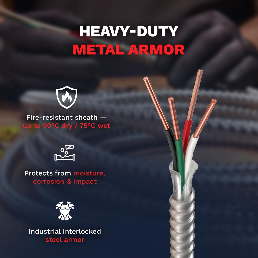 10/3 Metal Clad Aluminum Armor Cable 100 Ft Q903970