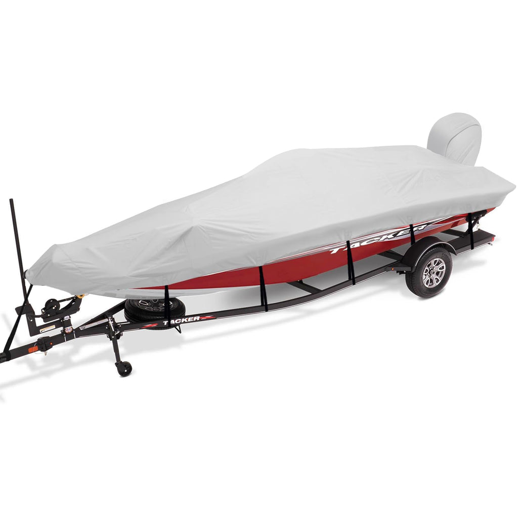 14-16ft Waterproof Marine Canvas Boat Cover with Outboard Motor Cover X15591