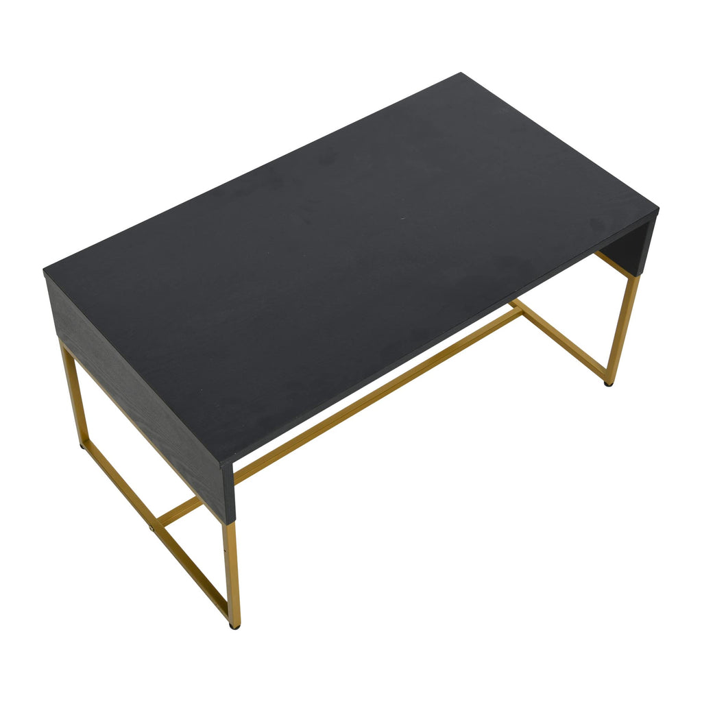 Black Oak Finish Coffee Table with Iron Base W996