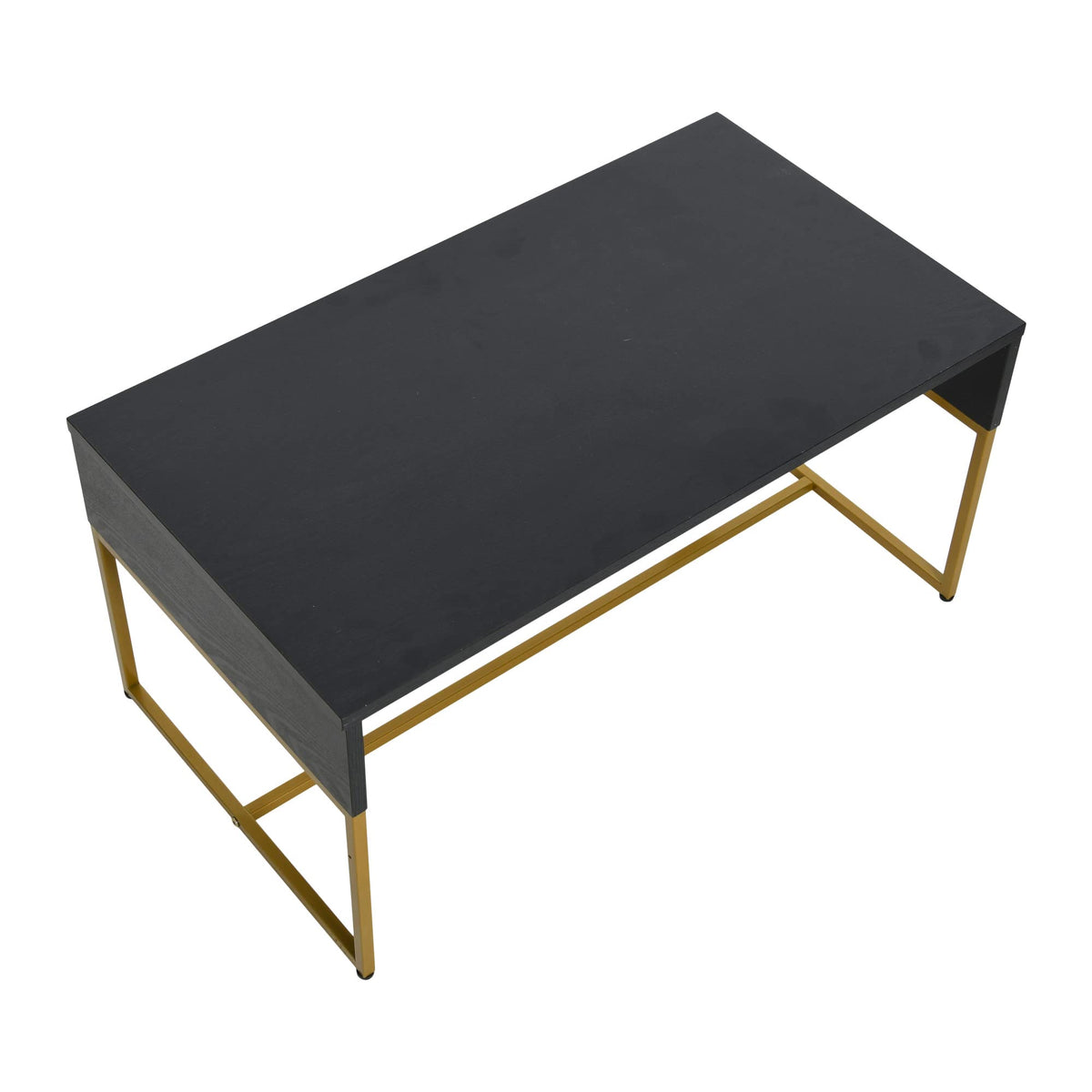 Black Oak Finish Coffee Table with Iron Base W996