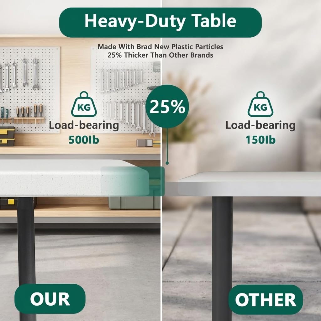 6FT Heavy Duty Plastic Folding Table with Steel Legs M360104