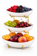 3 Tier Ceramic Fruit Basket with Gold Stand B204471