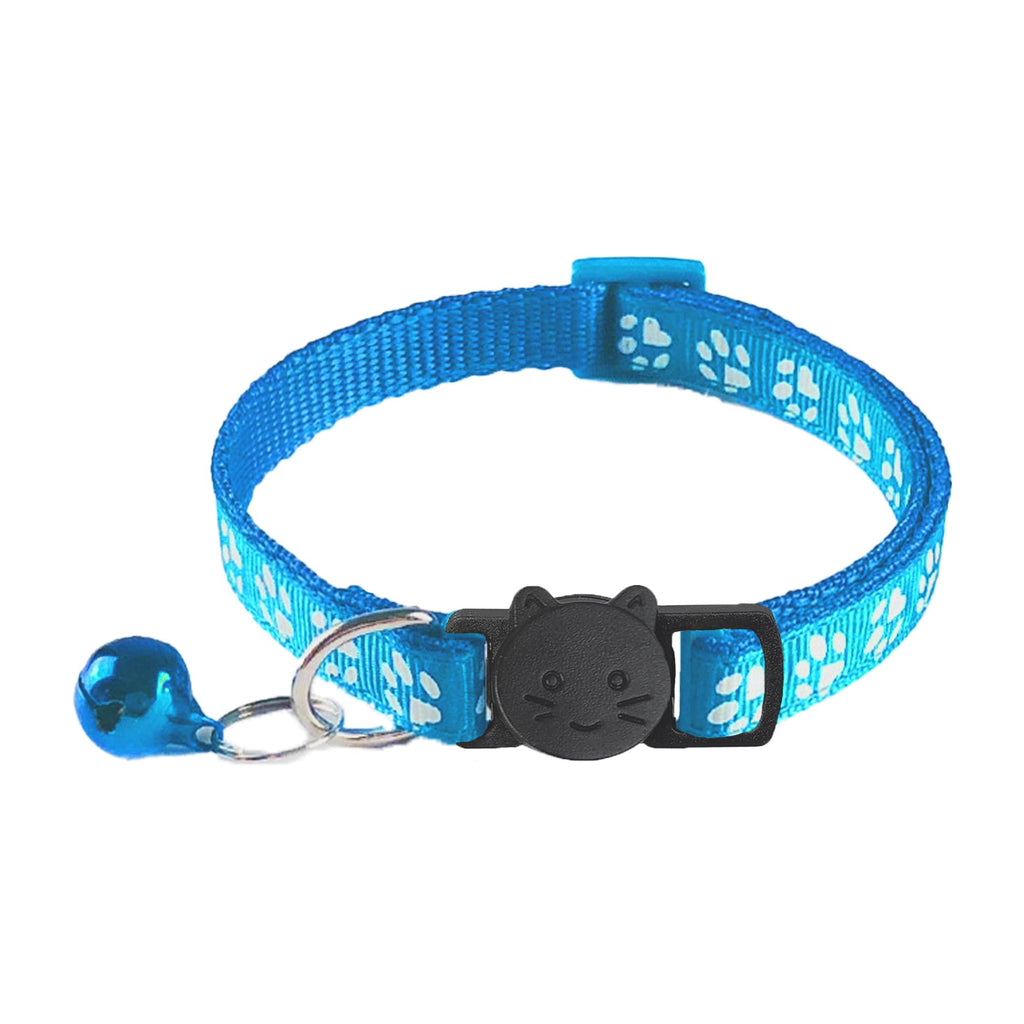 2 Pack Breakaway Cat Collars with Bells, Reflective, Claw Print, Sky Blue A980041