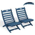 Blue HDPE Plastic Folding Adirondack Chairs Set of 2 J6206