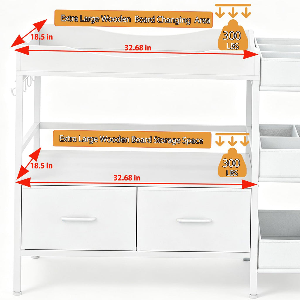 White Baby Changing Table with Storage V17856