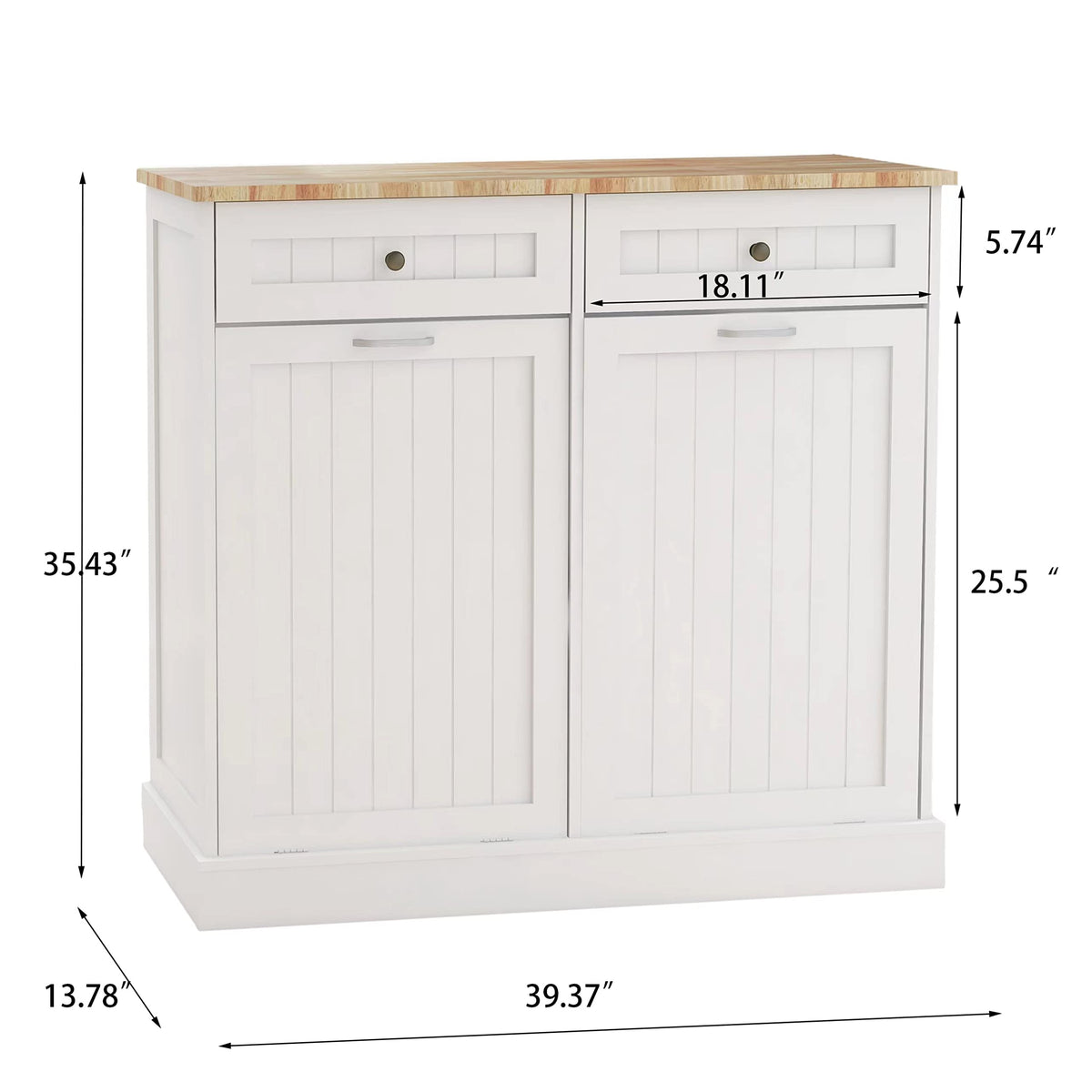 White 2 Drawer Tilt Out Trash Cabinet O489587
