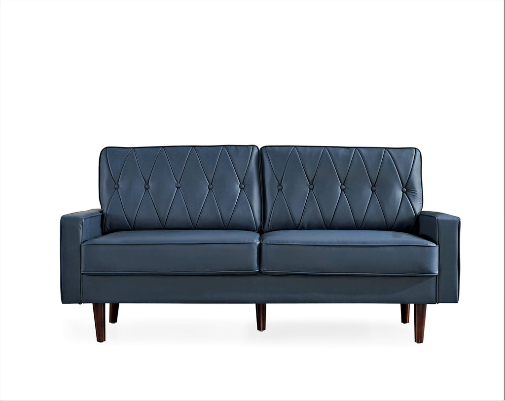 Blue Faux Leather Sofa A3123