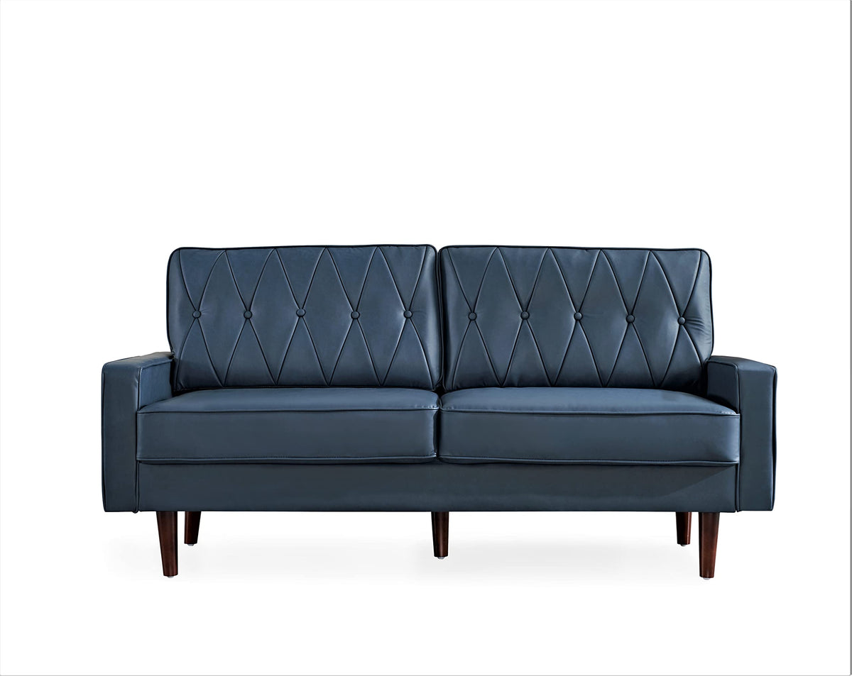 Blue Faux Leather Sofa A3123