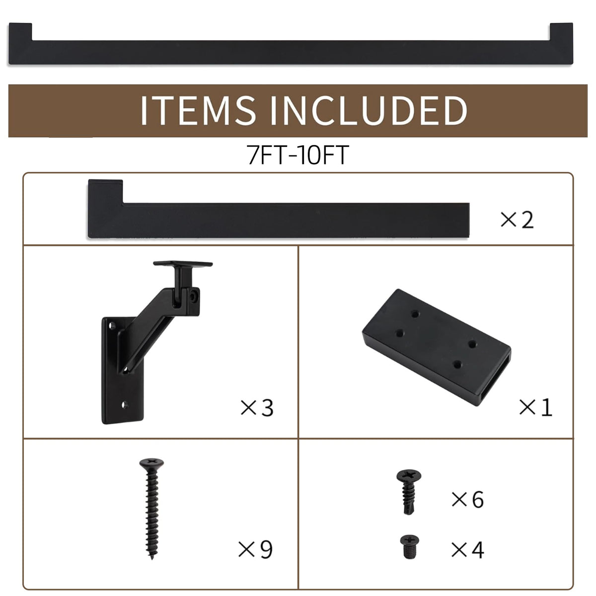 8 FT Aluminum Handrail Kit with 304 Stainless Steel Brackets M36267