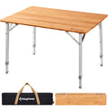 Folding Camping Table Bamboo Adjustable Portable Table X722