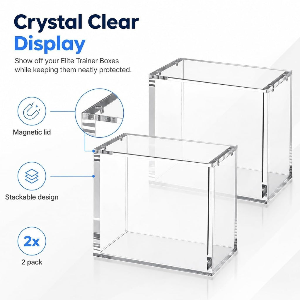 Display Case Stackable 2 Pack 5mm Acrylic Magnetic Lid UV Protection X353