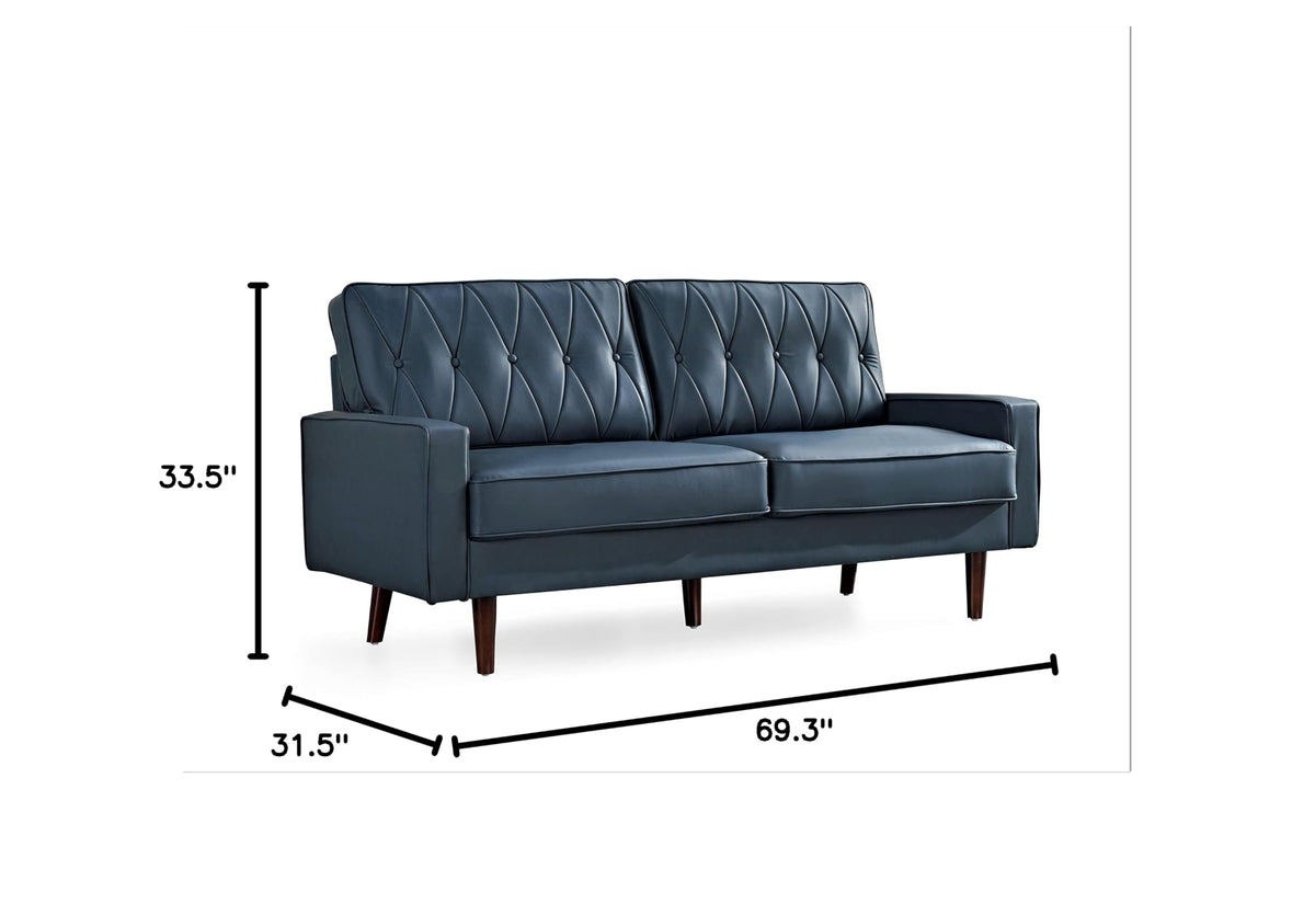 Blue Faux Leather Sofa A3123