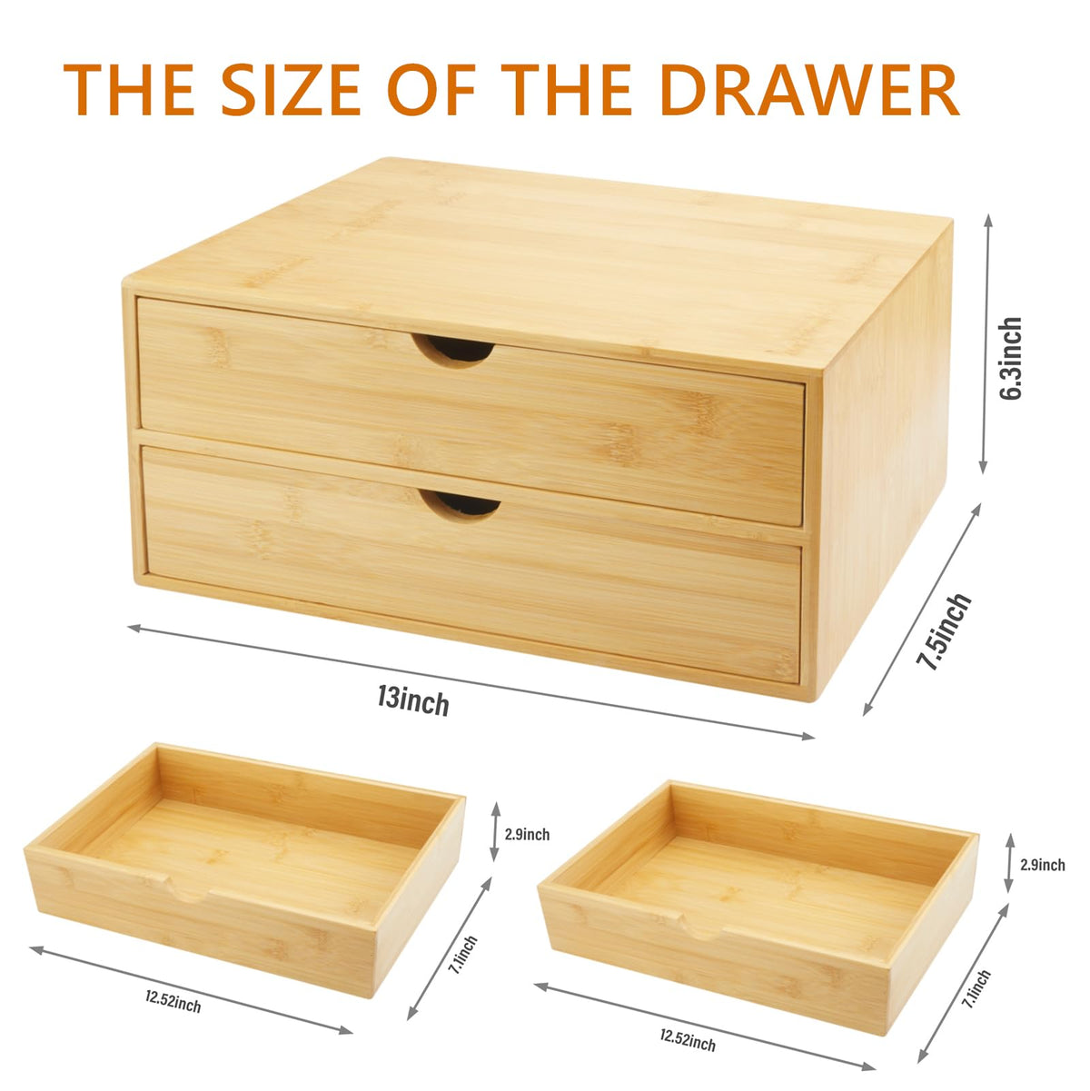 Bamboo Desk Organizer with Drawers W600
