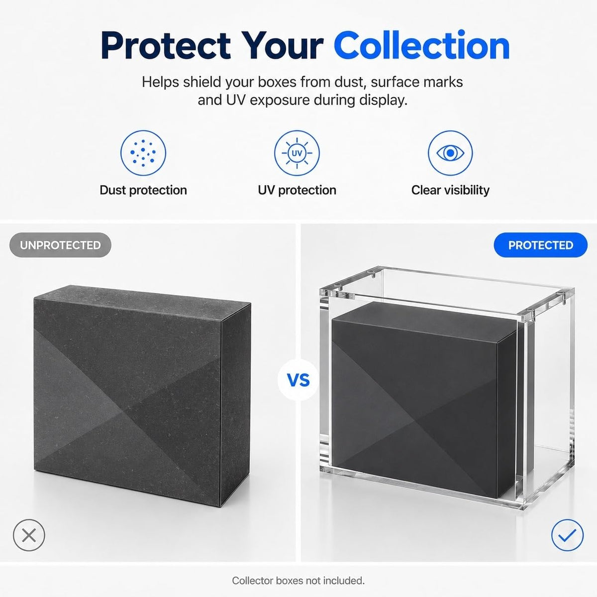 Display Case Stackable 2 Pack 5mm Acrylic Magnetic Lid UV Protection X353