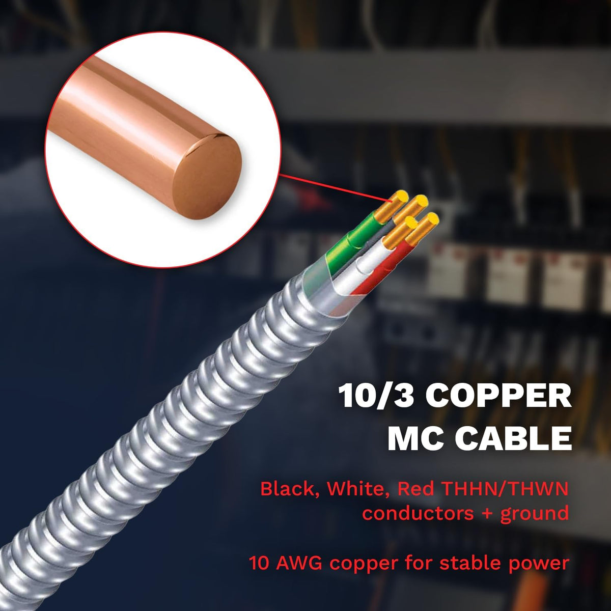 10/3 Metal Clad Aluminum Armor Cable 100 Ft Q903970