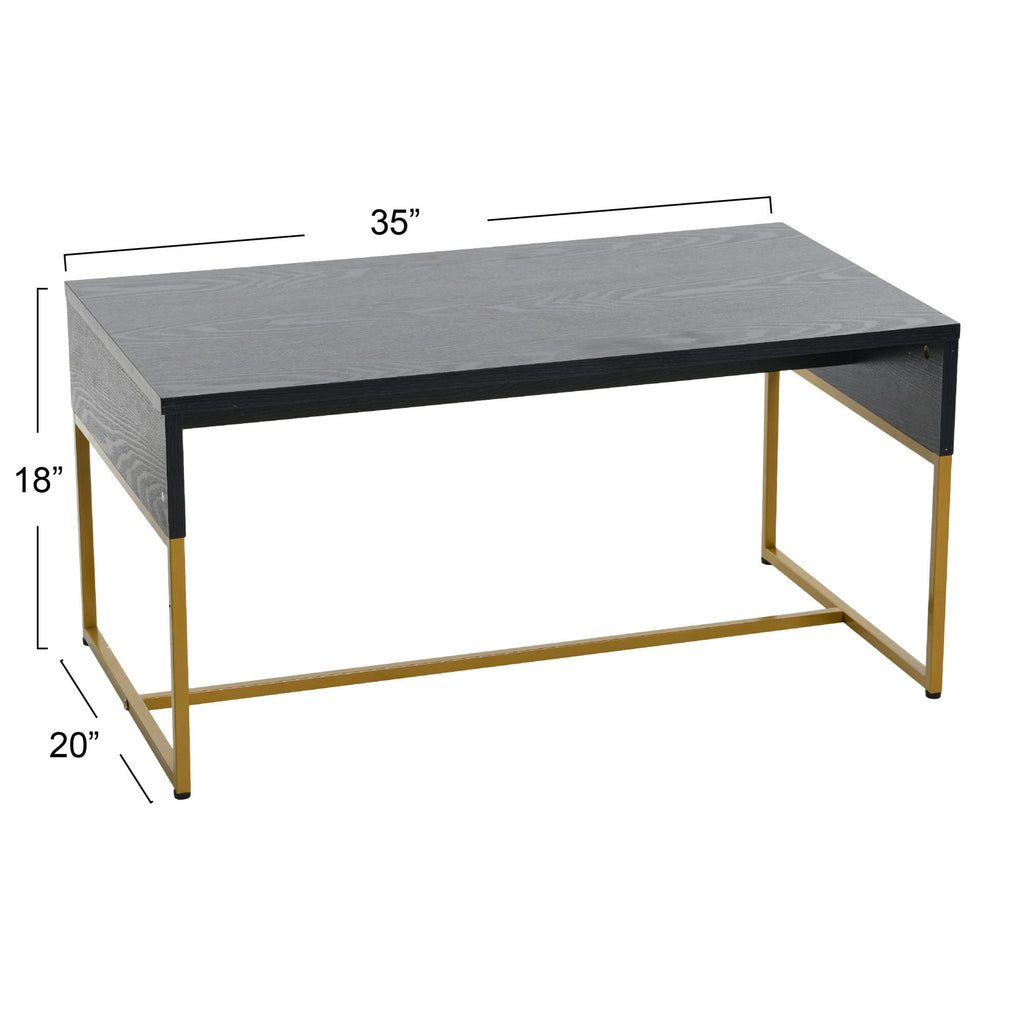 Black Oak Finish Coffee Table with Iron Base W996