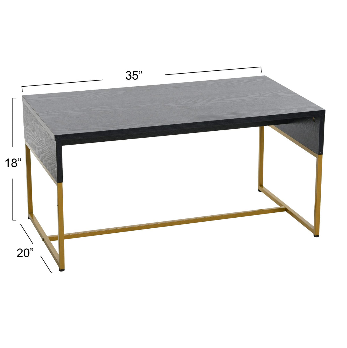 Black Oak Finish Coffee Table with Iron Base W996
