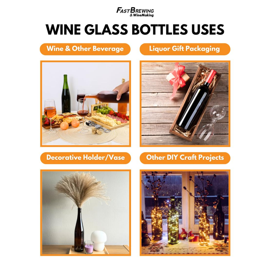 750ml Glass Bottle With Cork 6-Pack K39839