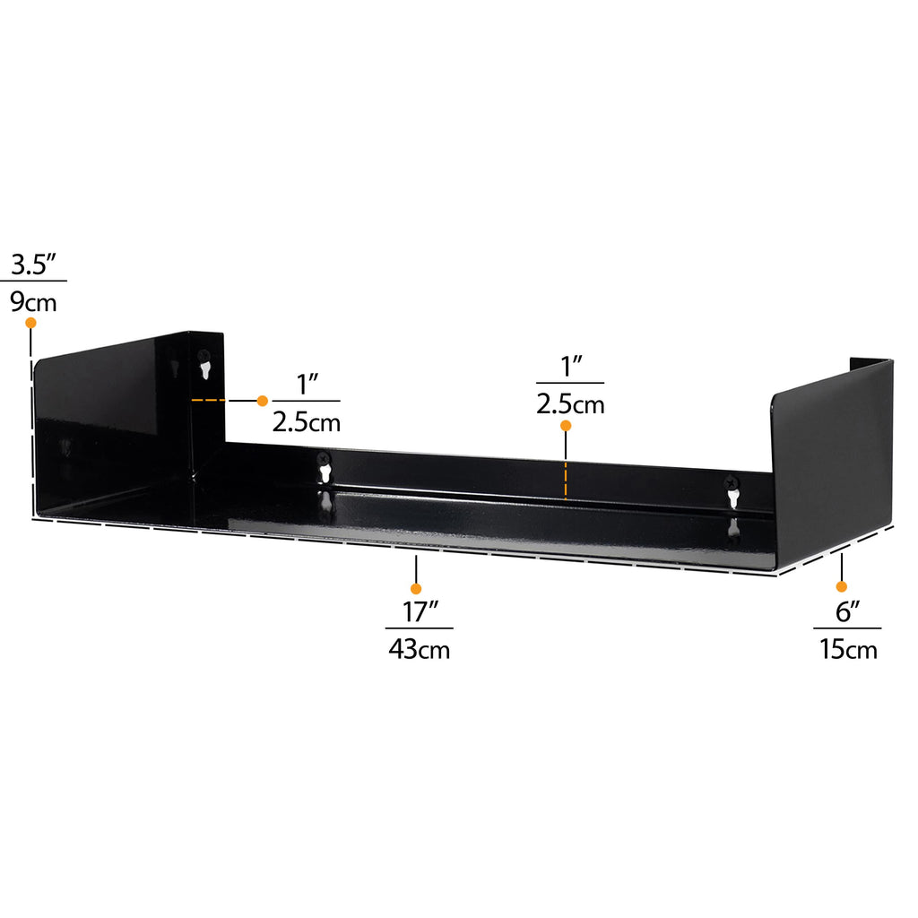 Black Set of 2 U Shape Wall Mount Metal Shelf Q55381