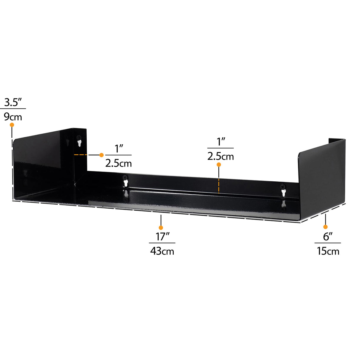 Black Set of 2 U Shape Wall Mount Metal Shelf Q55381