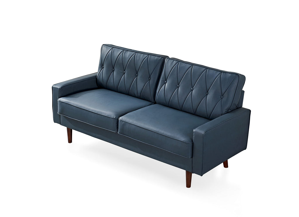 Blue Faux Leather Sofa A3123
