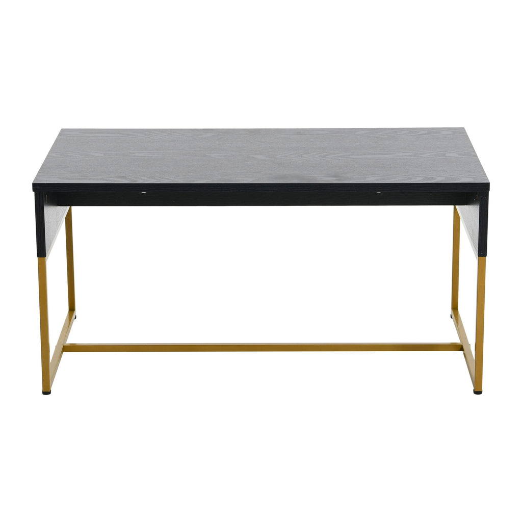 Black Oak Finish Coffee Table with Iron Base W996