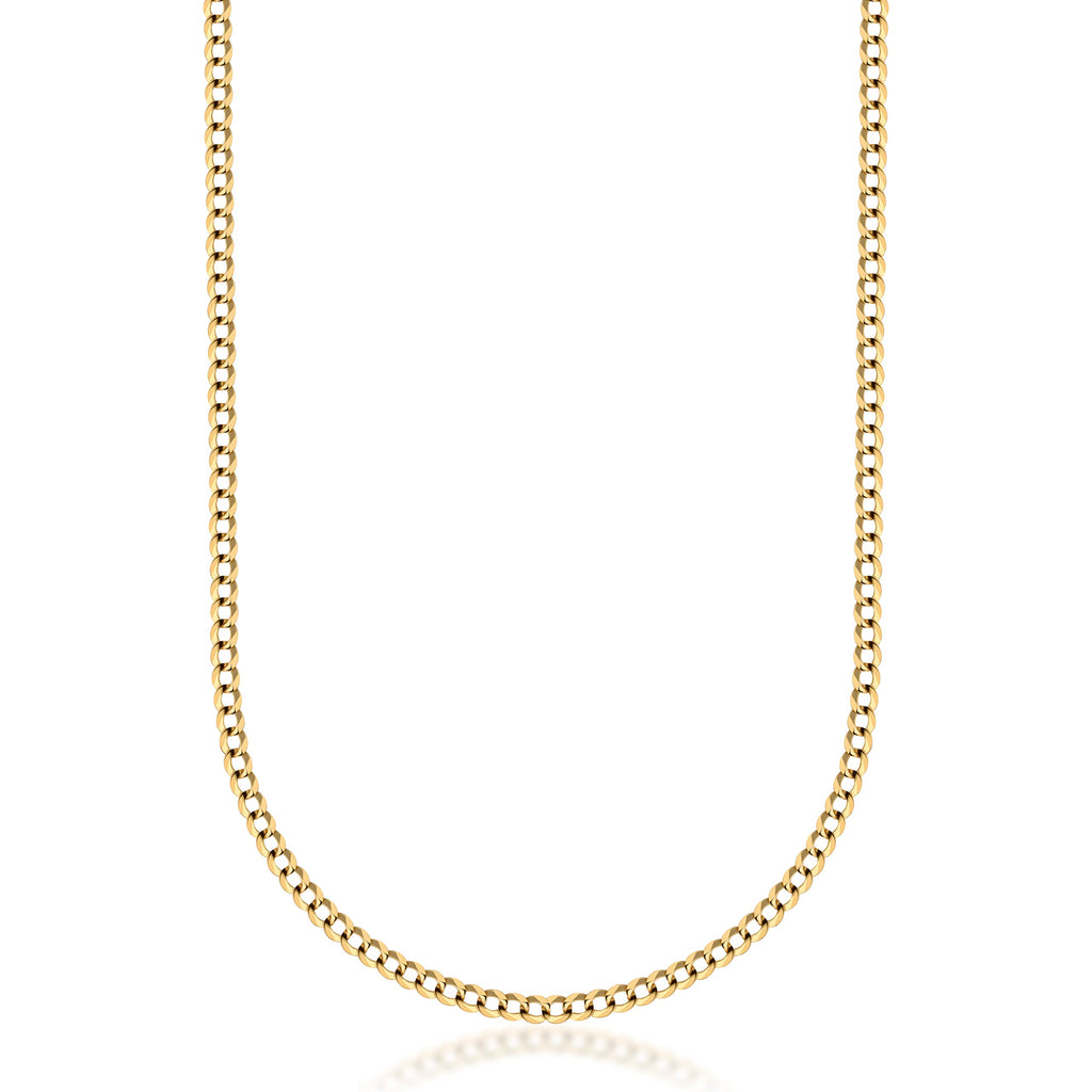 18K Solid Gold 3.8MM Cuban Curb Link Chain Necklace O48558
