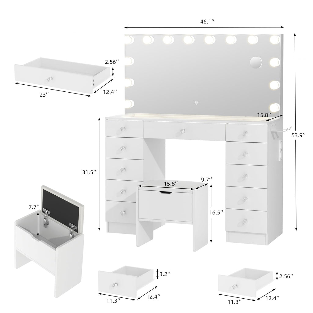 Vanity with Lighted Mirror W42417