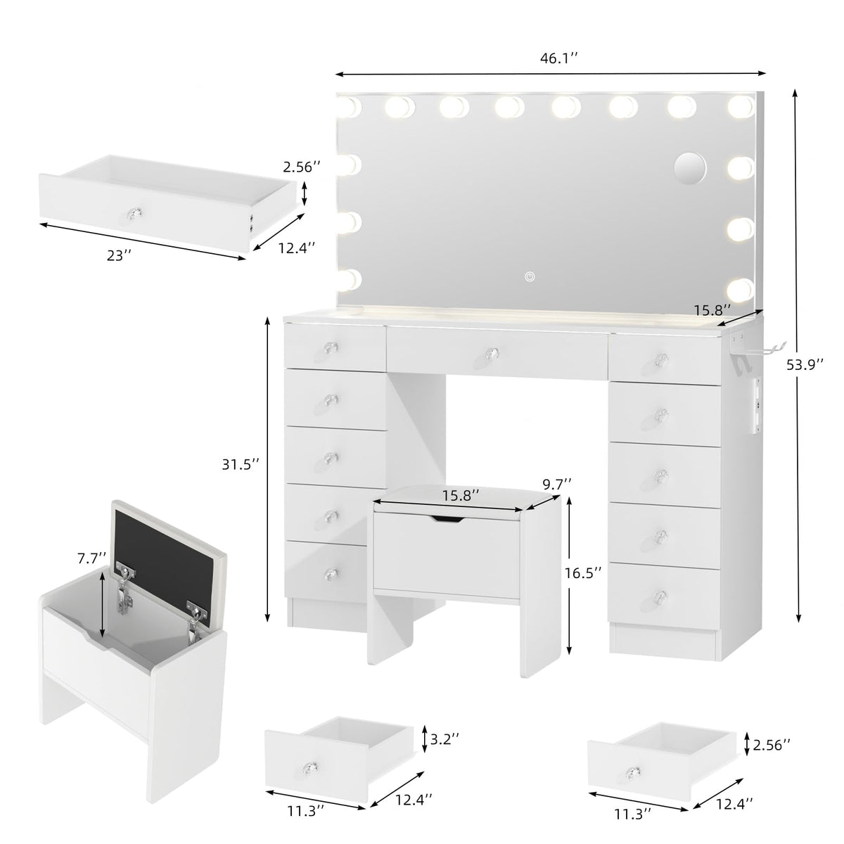Vanity with Lighted Mirror W42417