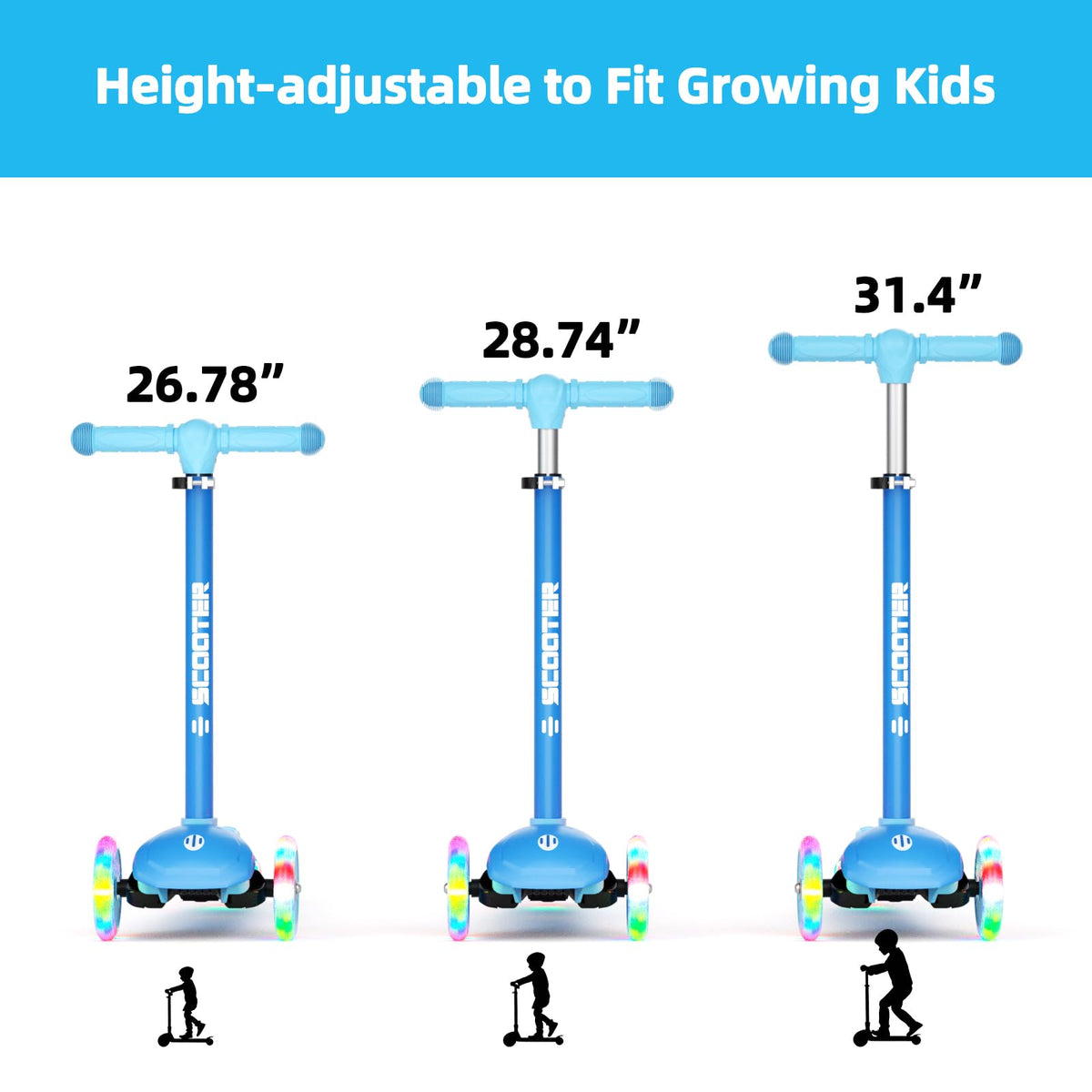 3-Wheel Kids Scooter with Light-Up Wheels G670114