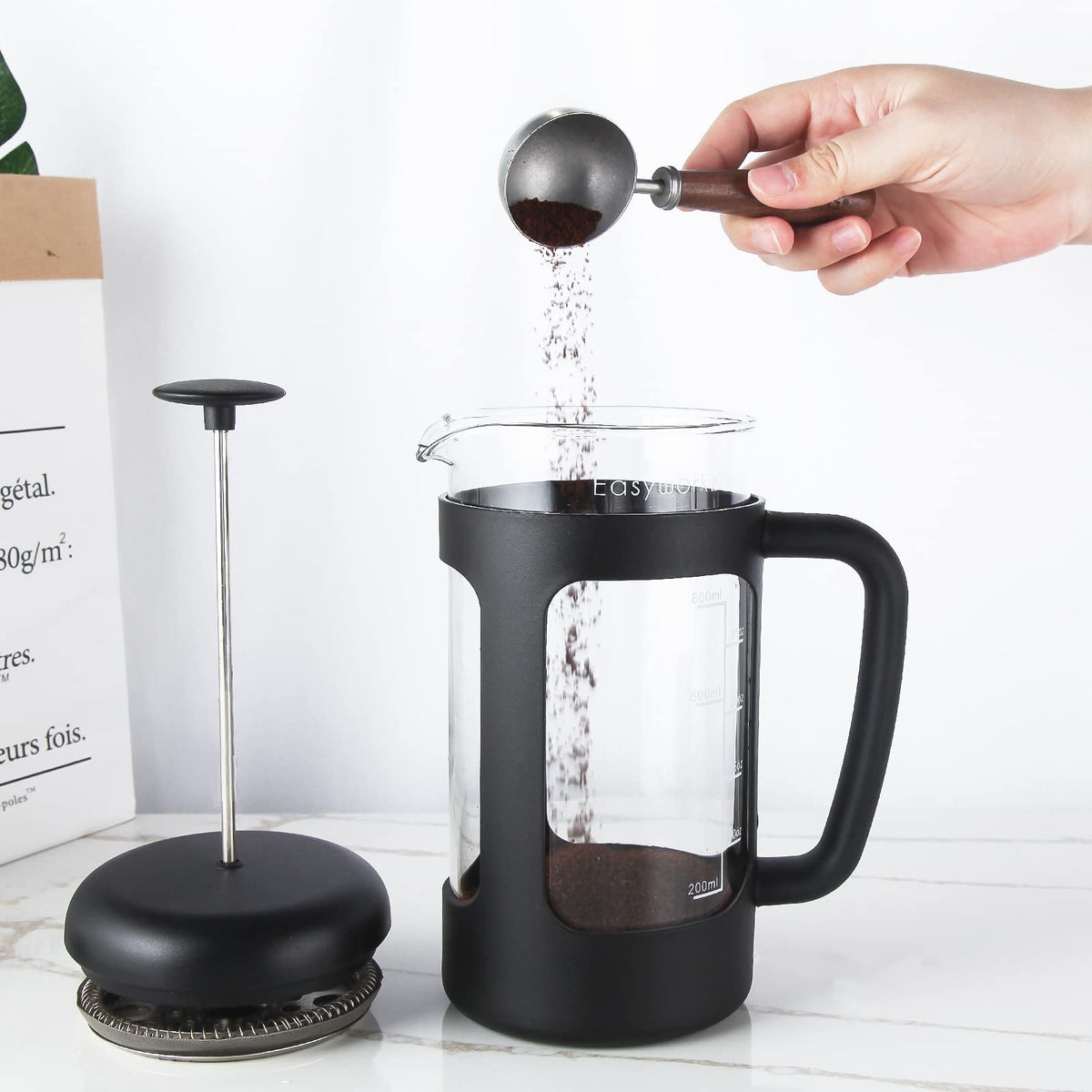Stainless Steel French Press 12 oz with Measuring Coffee Spoon N442644
