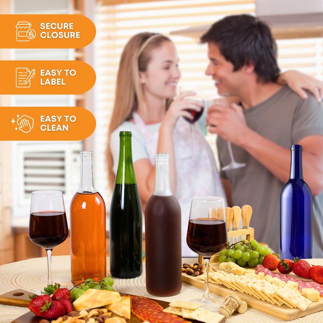 750ml Glass Bottle With Cork 6-Pack K39839