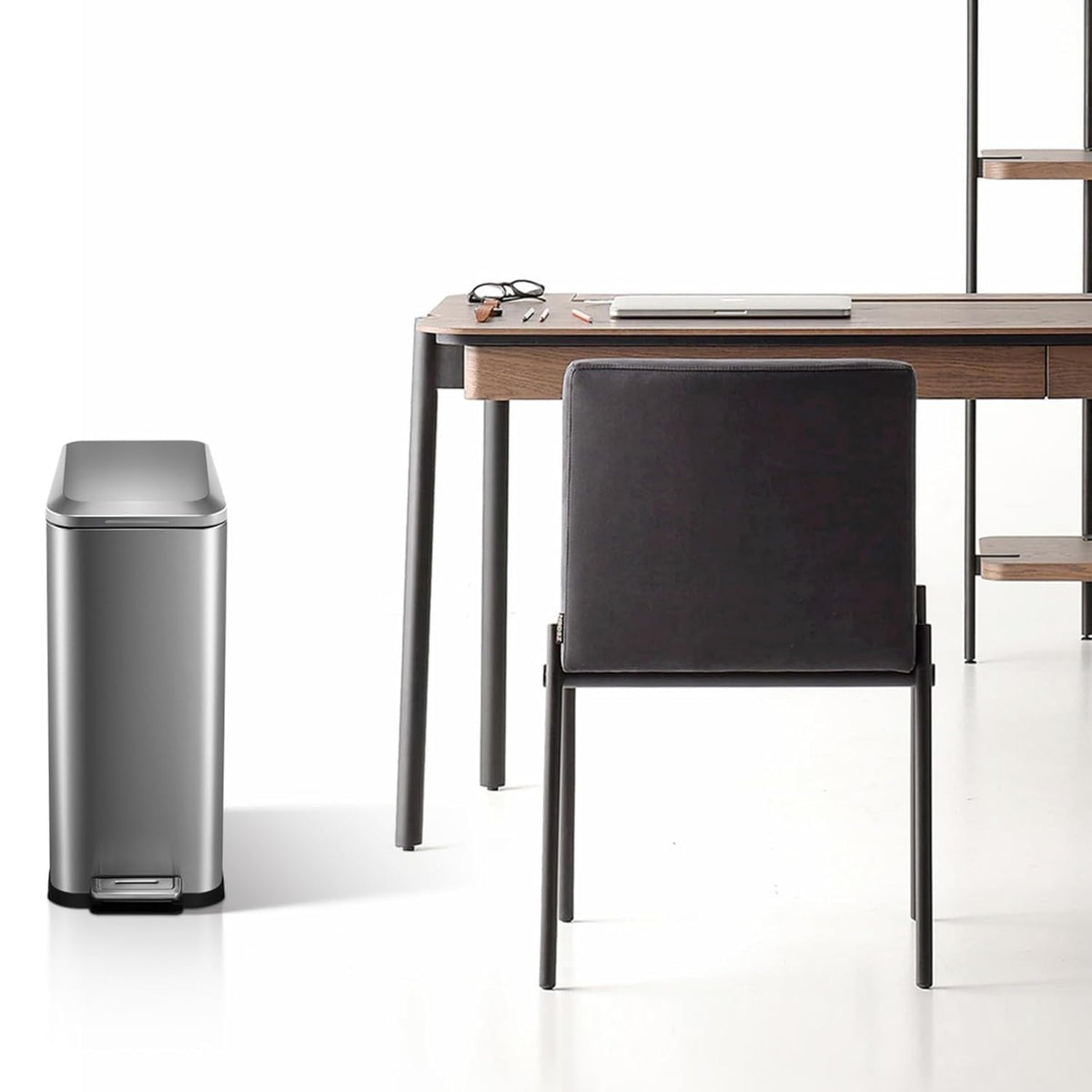 50L Slim Stainless Steel Step Trash Can with Soft-Close Lid D212