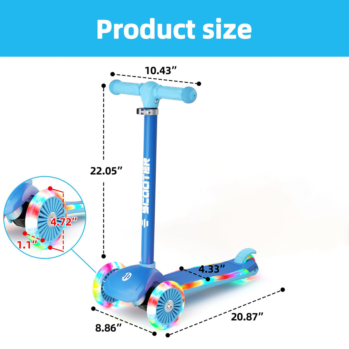 3-Wheel Kids Scooter with Light-Up Wheels G670114