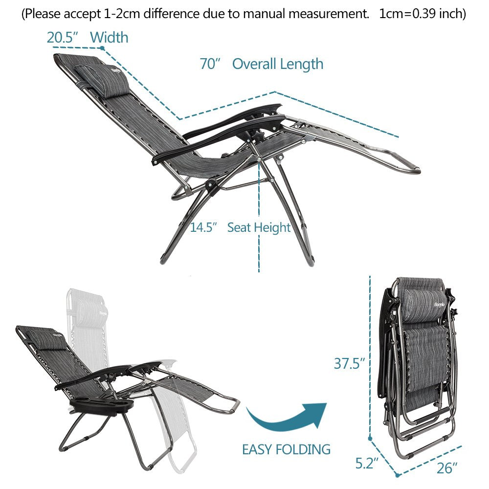 Zero Gravity Chair Set of 2 with Pillow and Cup Holder U887250