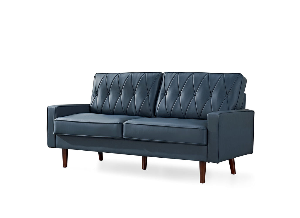 Blue Faux Leather Sofa A3123