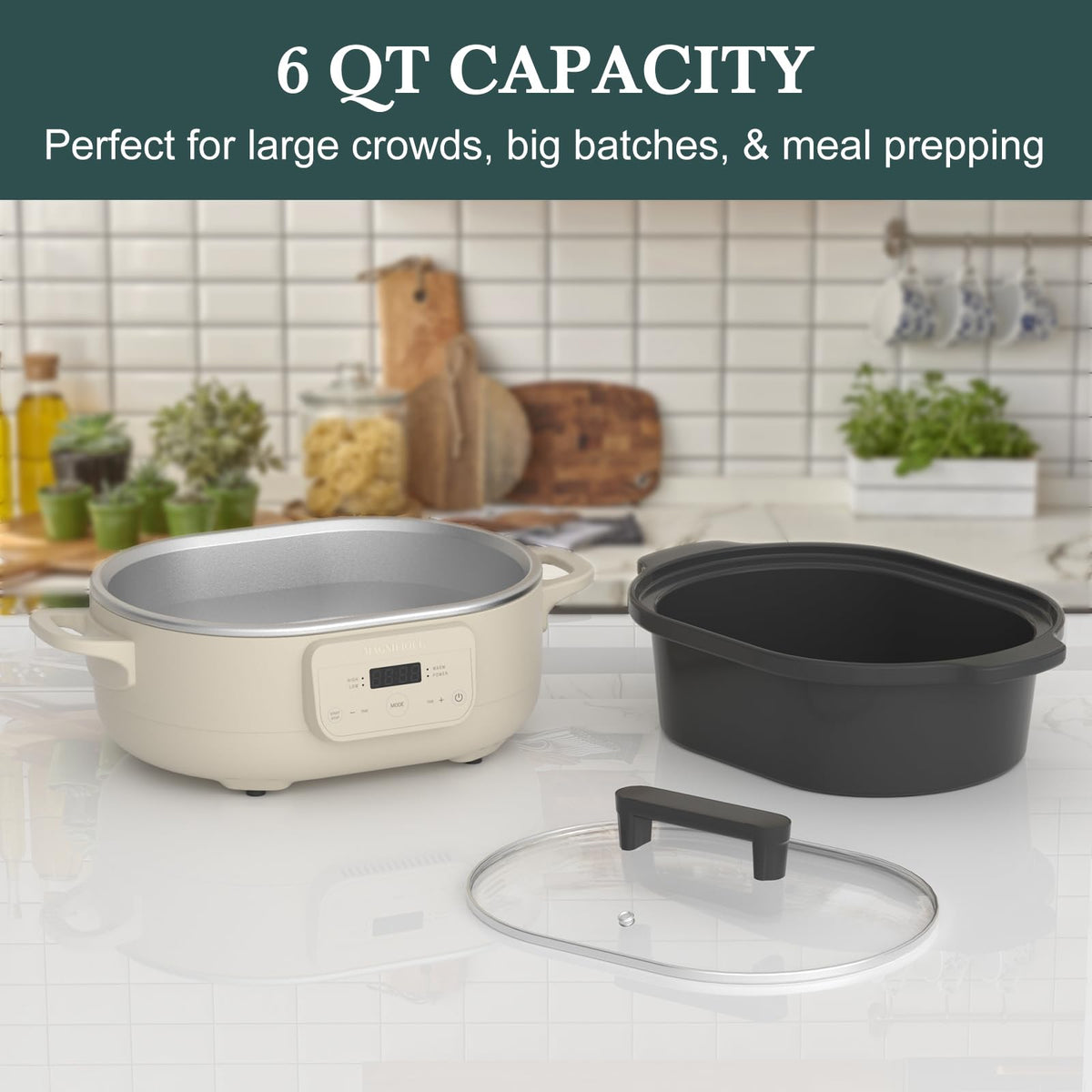 6 Quart Programmable Slow Cooker Nonstick Pot H1323