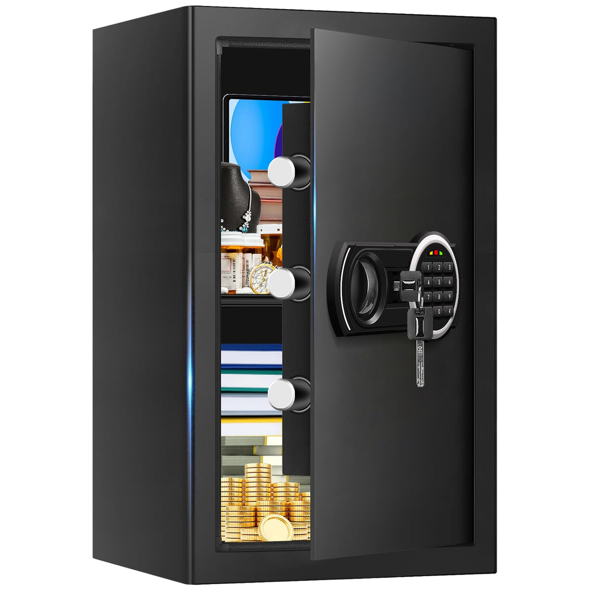 3.3 Cuft Water and Fireproof Safe with Digital Keypad & Key Lock N10955
