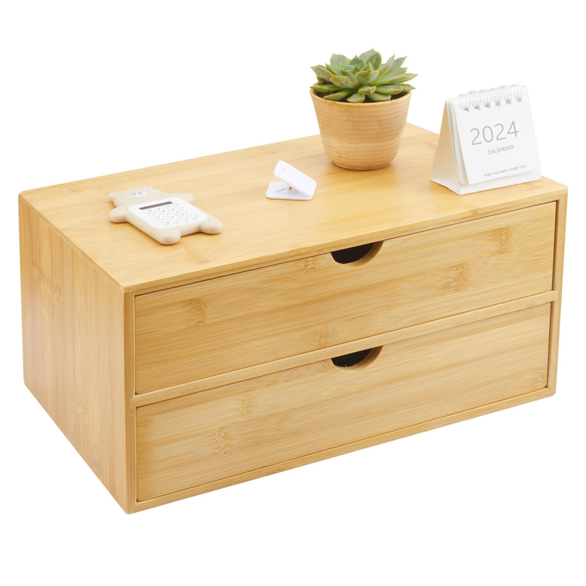 Bamboo Desk Organizer with Drawers W600