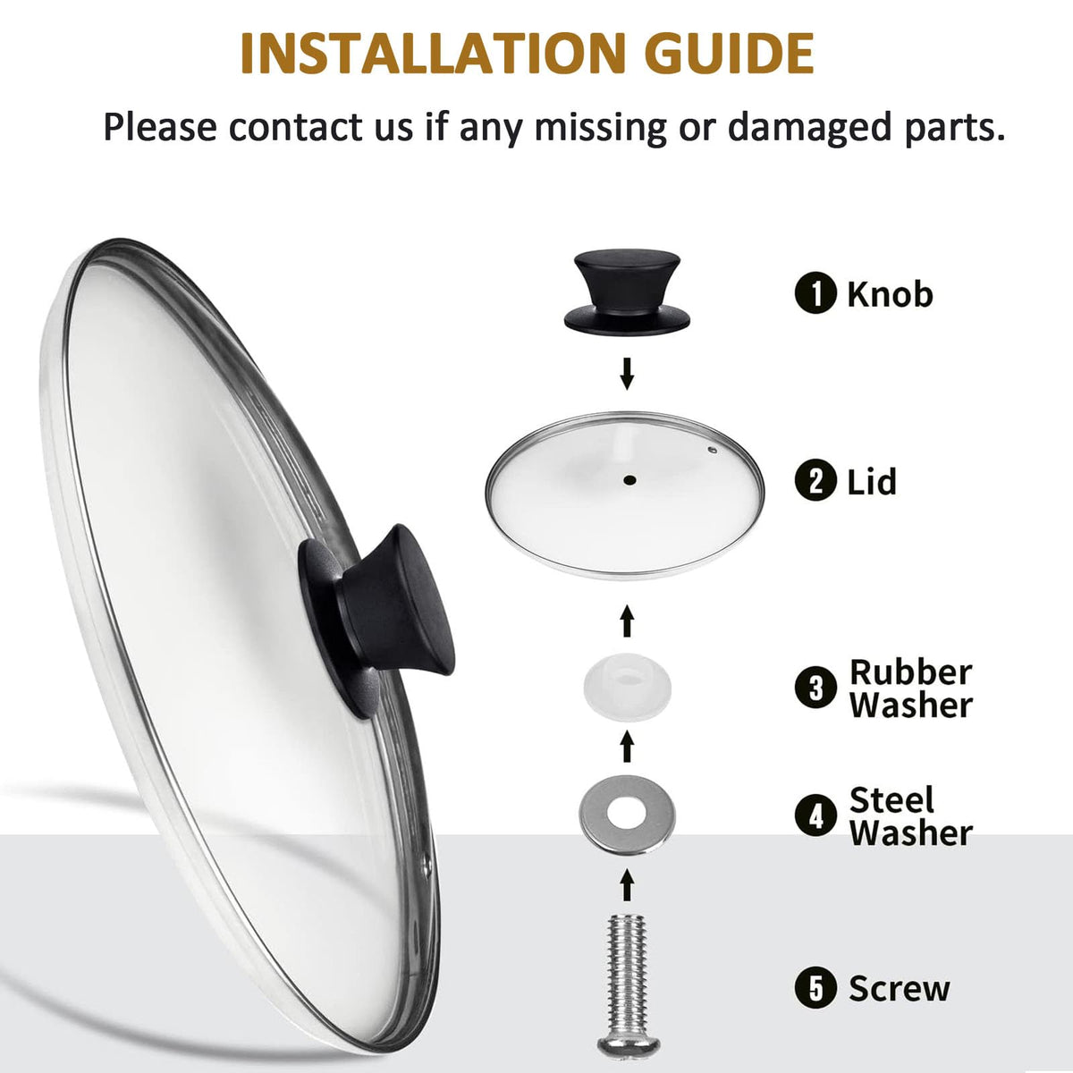 Tempered Glass Lid with Heat Resistant Handle 10.25 In U391