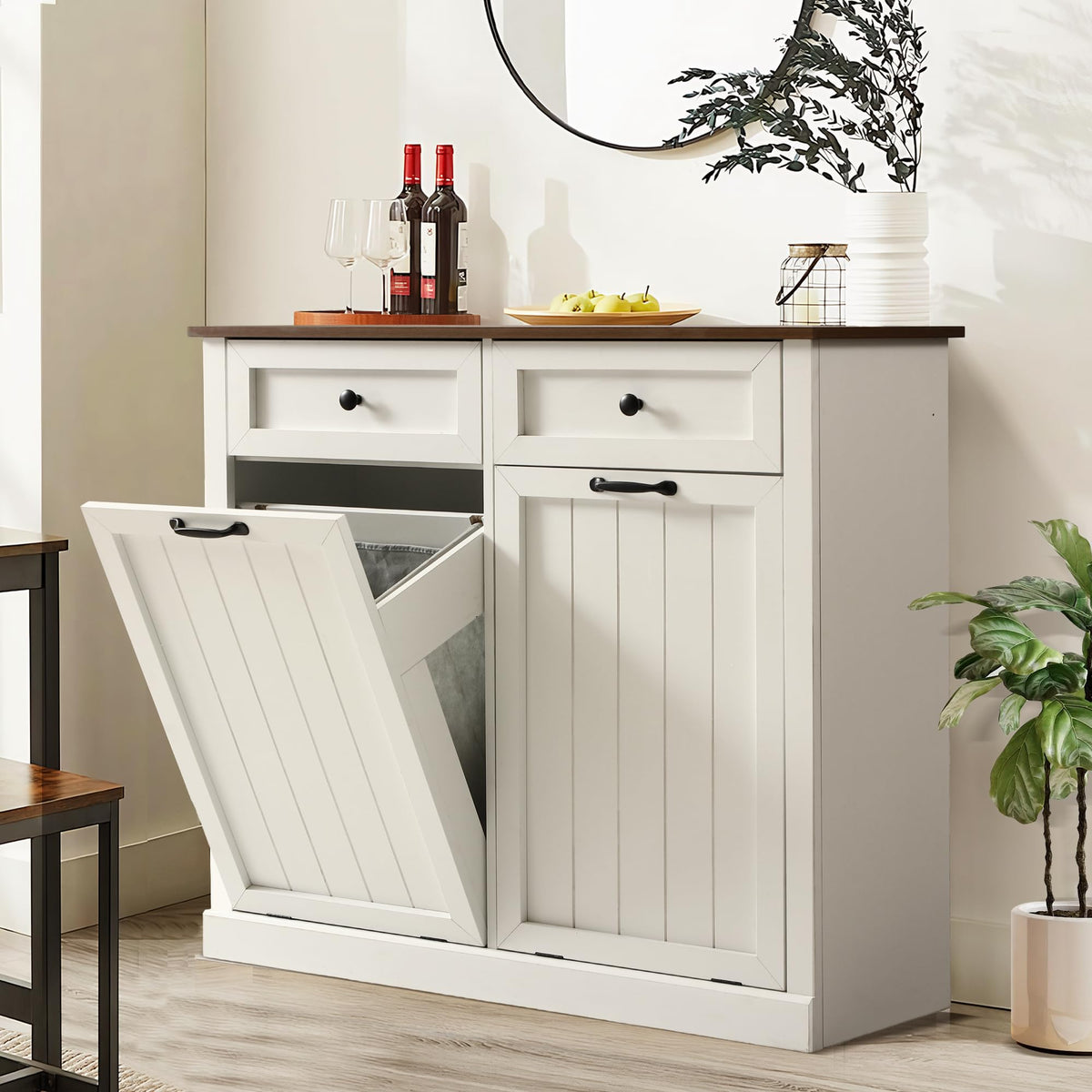 Double Laundry Hamper Cabinet with 2 Drawer A819